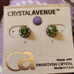 New Crystal Avenue Swarovski Green Crystal Stud Earrings